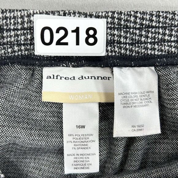 Alfred Dunner Pants Women's 16 Black White Houndstooth Pockets Stretch Pull On - Picture 9 of 9